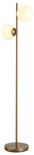 HOMCOM Lampada da Terra con 2 Luci e Paralumi a Sfera, Interruttore a Pedale e Attacco E27, Ø28x165 cm, Oro | Aosom Italy