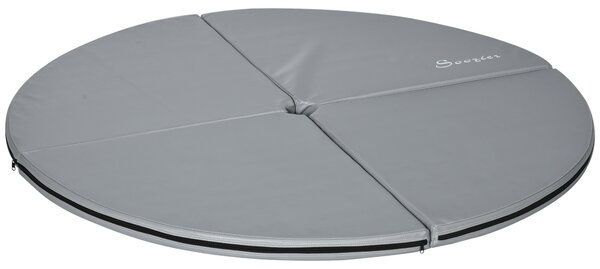 HOMCOM Tappetino da pole dance pieghevole - tappeto per pole dance - tappetino di protezione Ø 150 cm spessore 5 cm - rivestimento plastico grigio
