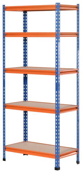 HOMCOM Scaffale in metallo da garage 5 livelli capacità 1500 kg 80 x 40 x 182 cm blu arancione | Aosom Italy