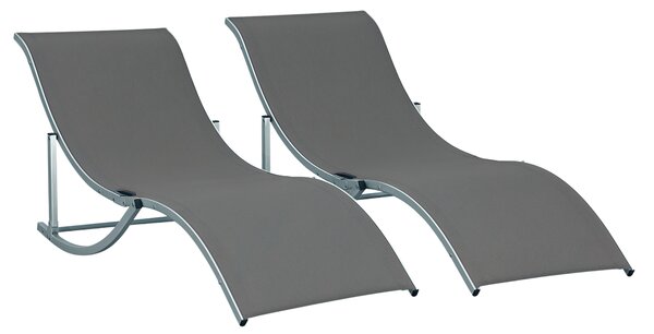 Outsunny Set 2 Sdraio da Giardino Pieghevoli, Lettino Prendisole in Alluminio e Textilene, 61x165x63 cm|Aosom