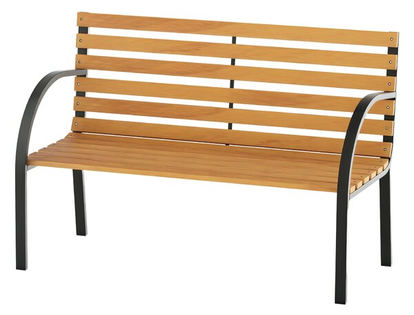 Outsunny Panca in Legno 2 Posti, Panchina da Esterno, Giardino, Balcone o Terrazzo 122x60x80cm, Nero e Color legno|Aosom