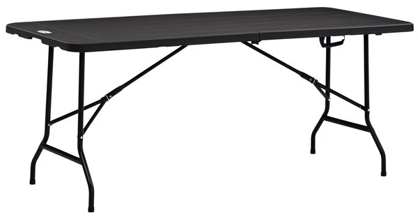 Outsunny Tavolo da Giardino Pieghevole per 6 Persone in Acciaio e HDPE, 180x75.5x73cm, Grigio Scuro|Aosom