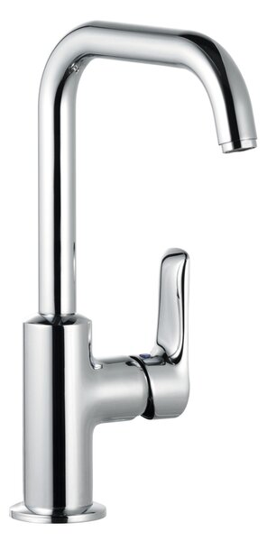 KLUDI PURE&SOLID Mitigeur monocommandé pour lavabo, hauteur de bec 205mm, orientable, avec garniture d'écoulement, chrome, 340250575, 340250575