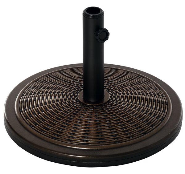 Outsunny Base per Ombrellone in Cemento e Plastica da 14kg con Effetto Rattan Ø48x34cm, Bronzo|Aosom