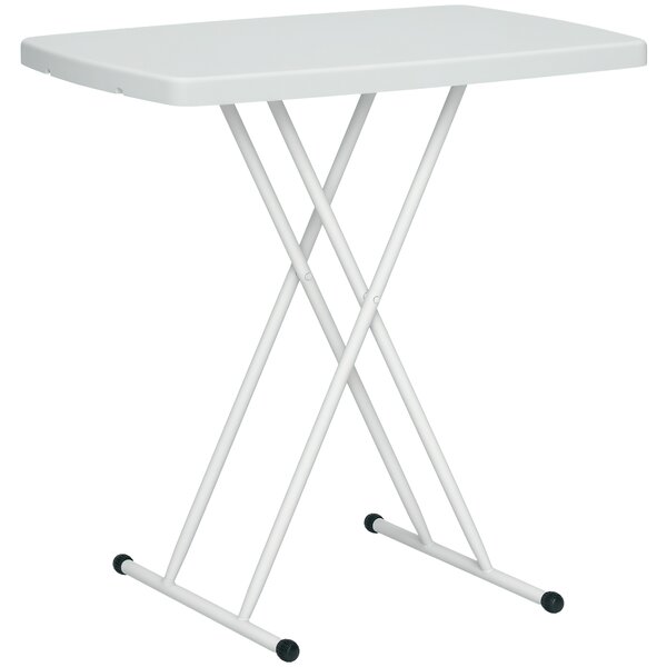 Outsunny Tavolino da Giardino Pieghevole con Altezza Regolabile, Metallo e HDPE, Bianco