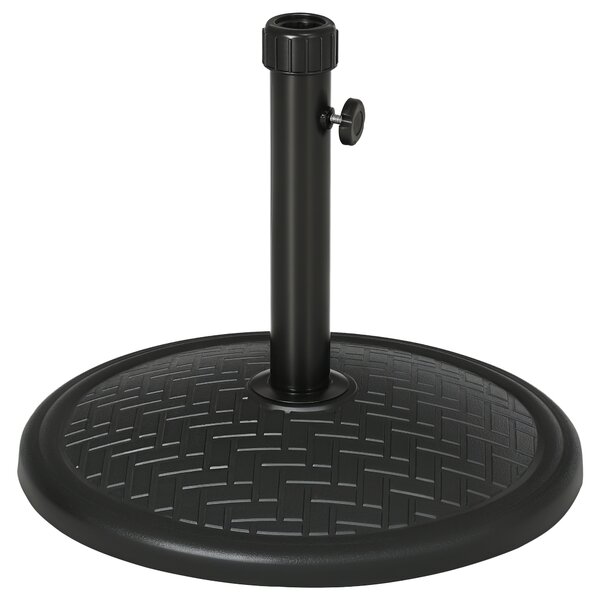 Outsunny Base per Ombrellone di 14kg per Pali da Ø32-38 mm, Metallo e Cemento, Ø46 cm, Nero