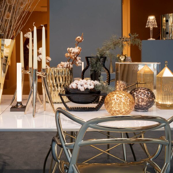 Lampada a sospensione Kartell, FL/Y, dimmerabile, Dorato / Ottone, Soggiorno, Plastica, Design