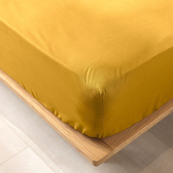 Lenzuolo giallo elasticizzato in cotone biologico 160x200 cm Biolina - douceur d'intérieur