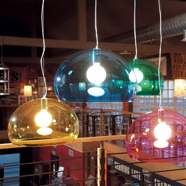 Lampada a sospensione Kartell, Big FL/Y, dimmerabile, Verde, Soggiorno, Plastica, Design