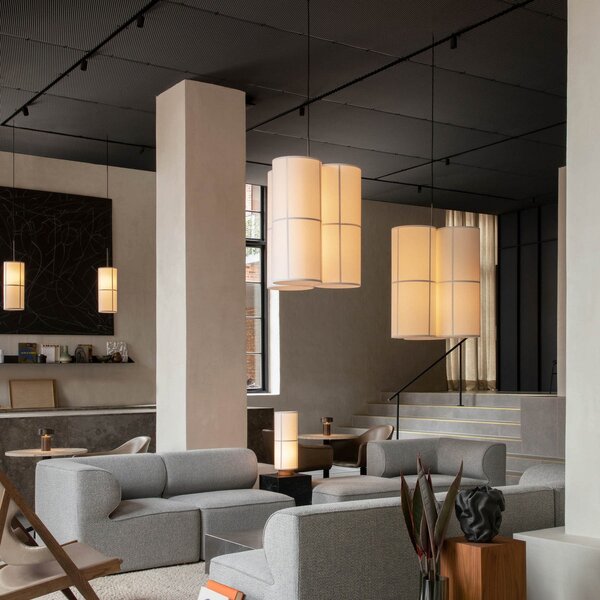 Lampada a sospensione Audo Copenhagen, Hashira Cluster, dimmerabile, Beige, Soggiorno, Tessuto / Tessile, Design