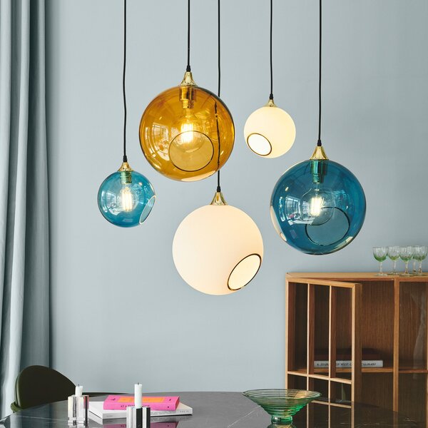 Lampada a sospensione DESIGN BY US, Ballroom, dimmerabile, Blu, Soggiorno, Vetro, Design