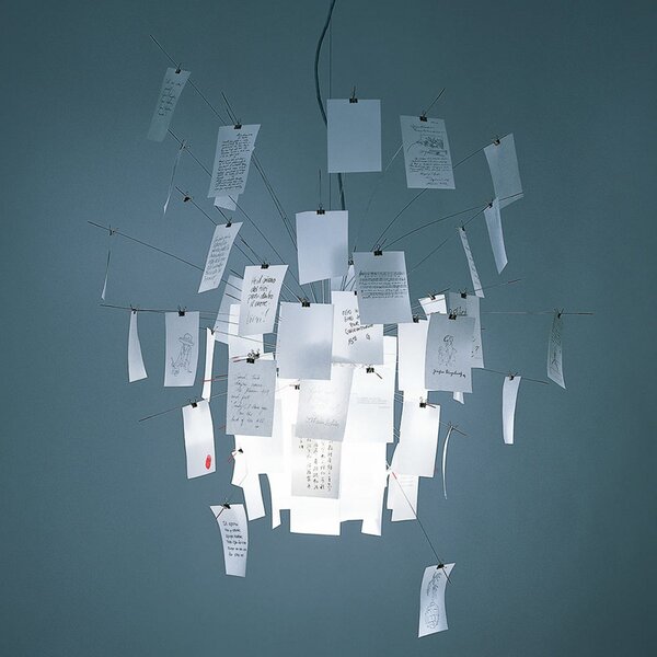 Lampada a sospensione Ingo Maurer, Zettel'z 6, dimmerabile, Bianco, Soggiorno, Carta / Cartone, Design