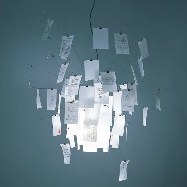 Lampada a sospensione Ingo Maurer, Zettel'z 6, dimmerabile, Bianco, Soggiorno, Carta / Cartone, Design