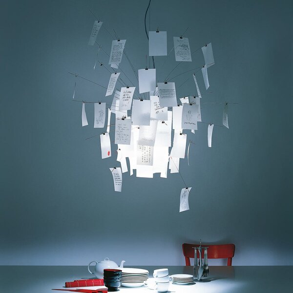 Lampada a sospensione Ingo Maurer, Zettel'z 6, dimmerabile, Bianco, Soggiorno, Carta / Cartone, Design