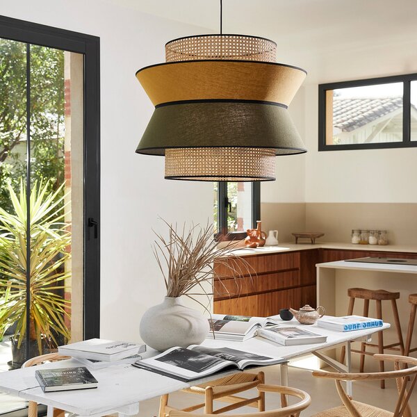 Lampada a sospensione MARKET SET, Singapour XXL, dimmerabile, Multicolore, Soggiorno, Tessuto / Tessile, Design