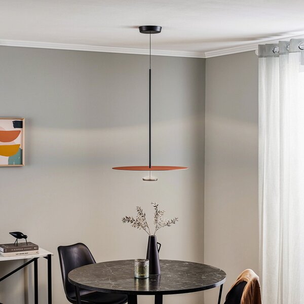 Lampada a sospensione Vibia, Flat, dimmerabile, Arancione, Soggiorno, Metallo, Moderno