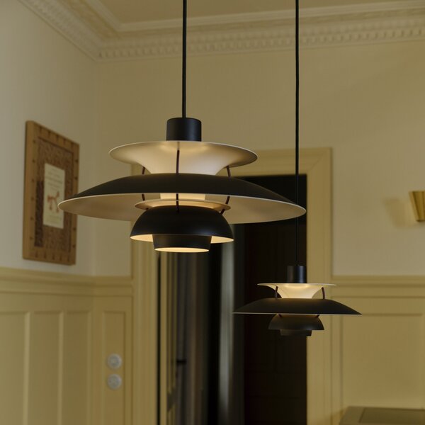 Lampada a sospensione Louis Poulsen, PH 5 500, dimmerabile, Nero, Soggiorno, Metallo, Moderno