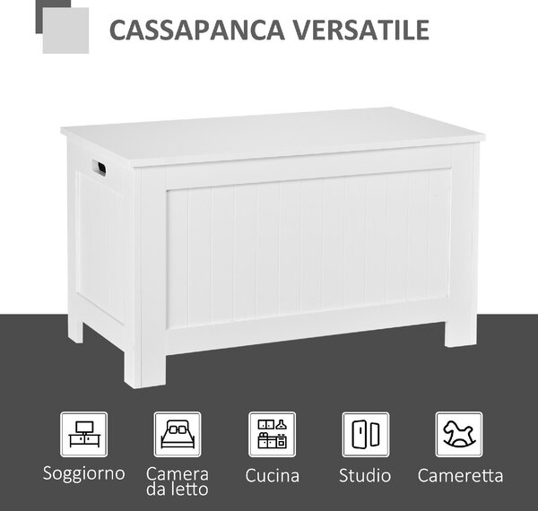 DecHome Cassapanca Panca Contenitore Dimensioni 81x40x46 cm colore Bianco
