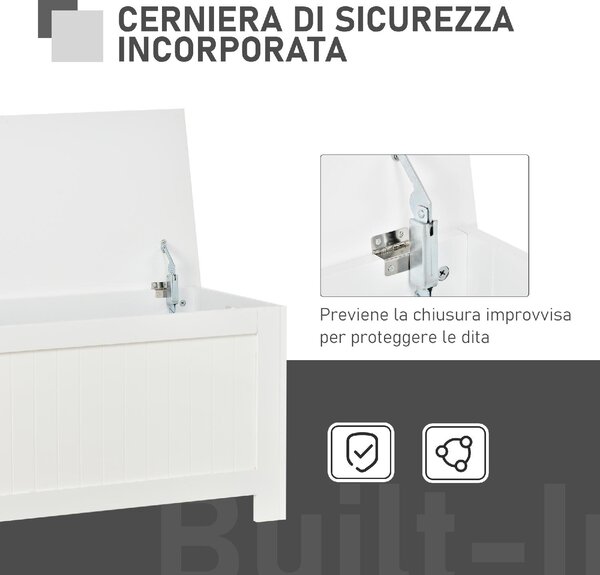 DecHome Cassapanca Panca Contenitore Dimensioni 81x40x46 cm colore Bianco