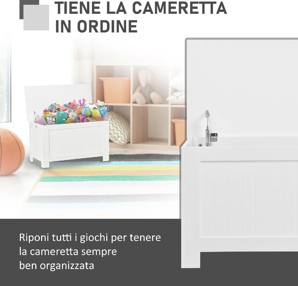 DecHome Cassapanca Panca Contenitore Dimensioni 81x40x46 cm colore Bianco