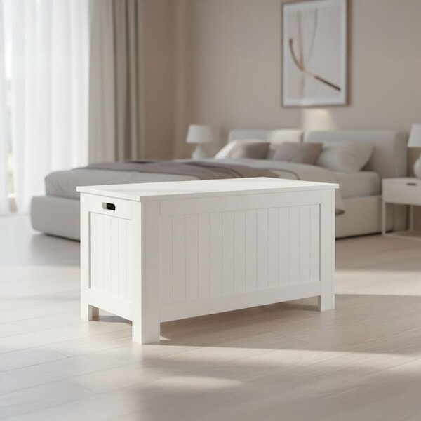DecHome Cassapanca Panca Contenitore Dimensioni 81x40x46 cm colore Bianco