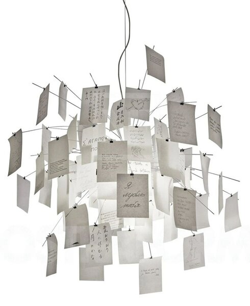 Lampada a sospensione Ingo Maurer, Zettel'z 6, Bianco, Soggiorno, Carta / Cartone