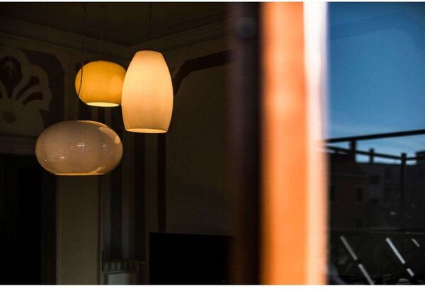 Lampada a sospensione Foscarini, Bianco, Sala da pranzo, Vetro