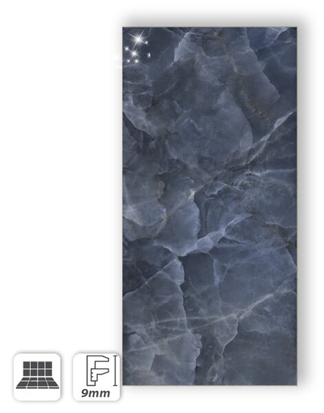 GRES PORCELLANATO EFFETTO MARMO ONICE BLUE LUCIDO 60X120 - EOXB131