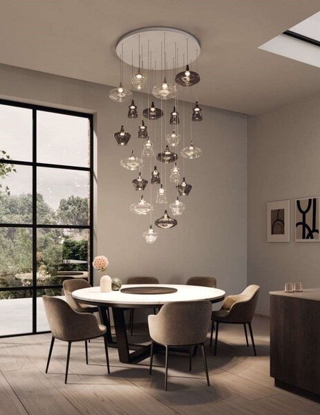 Lampada a sospensione Lodes, Grigio, Sala da pranzo, Vetro