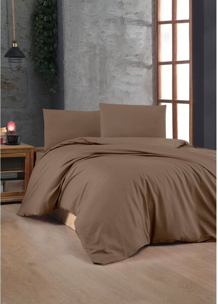Biancheria da letto marrone in cotone renforcé per letto singolo 140x200 cm – Mijolnir