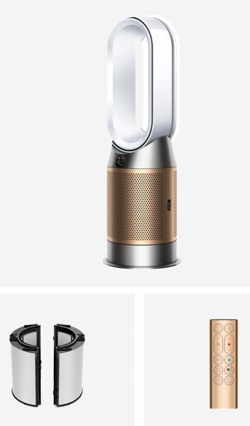 Dyson Purifier Hot+Cool PC2 De-Nox Purificatore d'Aria Filtro HEPA 13 e ai Carboni Attivi con Tecnologia Air Multiplier colore Bianco/Oro - 546327-01