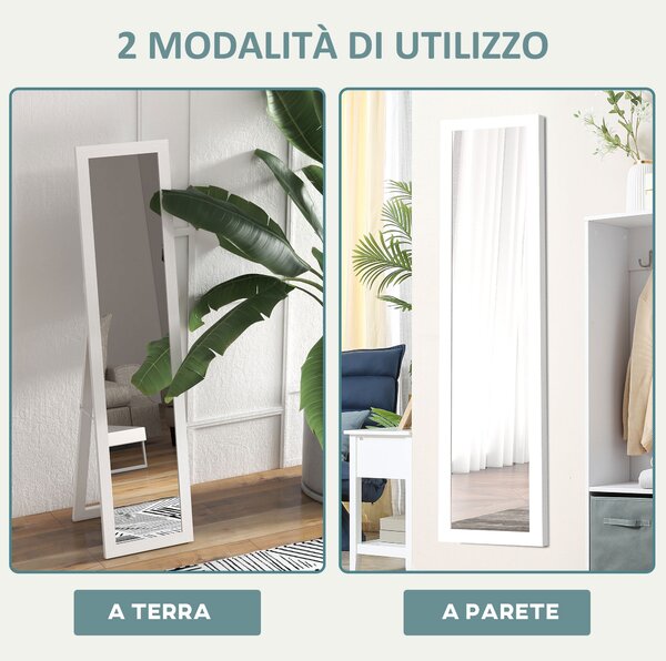 HOMCOM Specchio con Cornice in MDF con Piedini e Ganci per Utilizzo a Muro o a Parete, 37x40x155 cm|Aosom