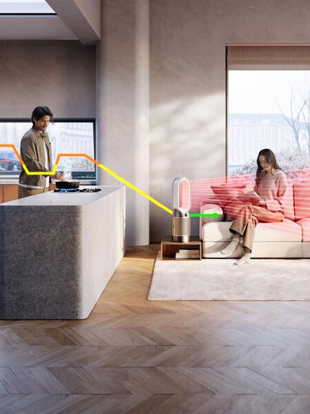 Dyson Purifier Hot+Cool PC2 De-Nox Purificatore d'Aria Filtro HEPA 13 e ai Carboni Attivi con Tecnologia Air Multiplier colore Bianco/Oro - 546327-01