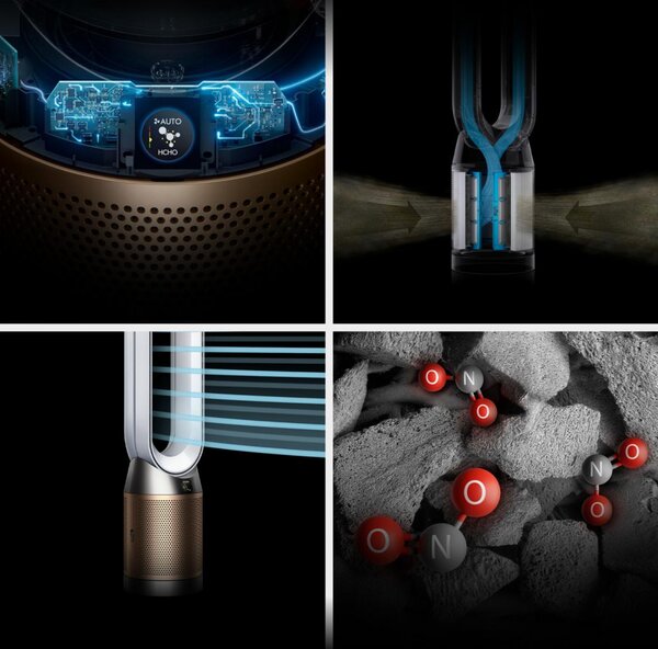 Dyson Purifier Hot+Cool PC2 De-Nox Purificatore d'Aria Filtro HEPA 13 e ai Carboni Attivi con Tecnologia Air Multiplier colore Bianco/Oro - 546327-01