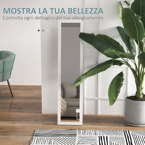 HOMCOM Specchio con Cornice in MDF con Piedini e Ganci per Utilizzo a Muro o a Parete, 37x40x155 cm|Aosom