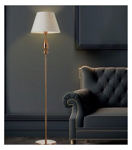 FABIOLA PIANTANA CLASSICA H155 CM IN METALLO CON FINITURA OTTONE E PARALUME IN TESSUTO BEIGE