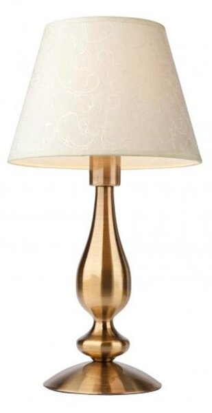 FABIOLA LAMPADA DA TAVOLO CLASSICA IN METALLO FINITURA OTTONE E PARALUME IN TESSUTO BEIGE