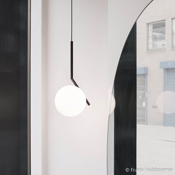 Lampada a sospensione FLOS, IC S2, dimmerabile, Nero, Soggiorno, Vetro, Design