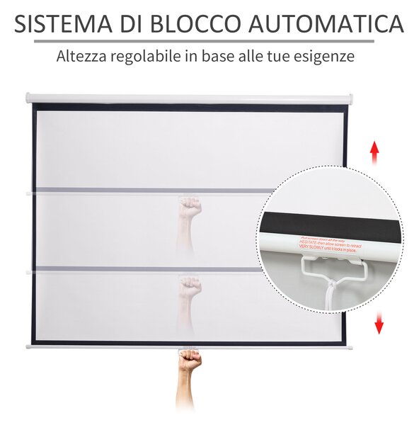 Homcom Telo per Proiettore Schermo di Proiezione a Parete,Telo Retroproiezione Cinema da Casa Cideoproiettore 120 pollici 203x152cm|Aosom