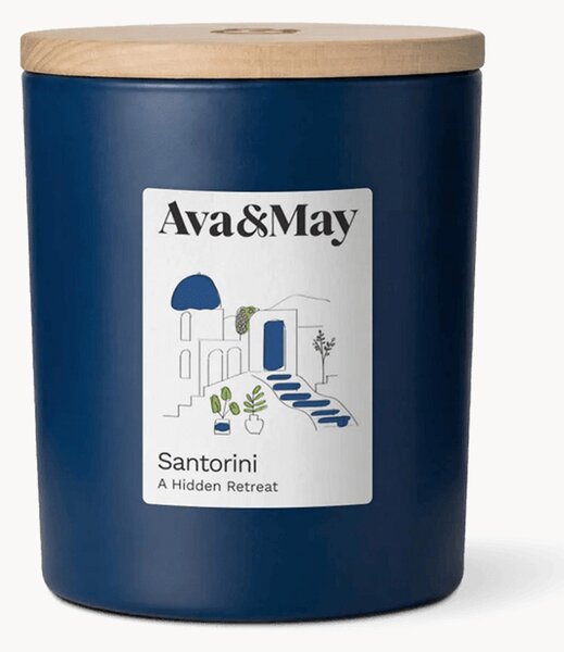 Candela profumata Santorini (rosmarino, fava tonka e cedro)