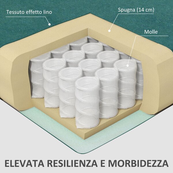 HOMCOM Poltrona d'arredo in Tessuto Effetto Lino Traspirante con Braccioli Arrotolati, 70x73x83 cm, Verde