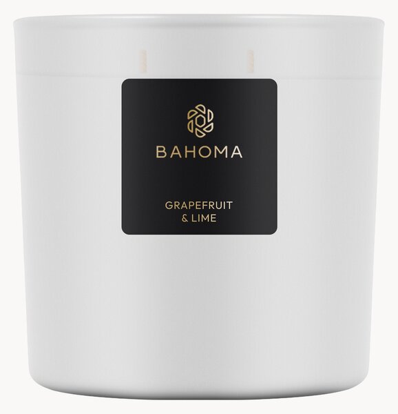 Candela profumata fatta a mano a tre stoppini Grapefruit & Lime (pompelmo, lime, gardenia & patchouli)