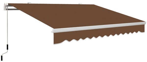 Outsunny Tenda da sole a bracci retraibili con Manovella, Tenda Parasole a Manovella in Metallo e Alluminio, 395x245 cm, Caffè | Aosom Italy