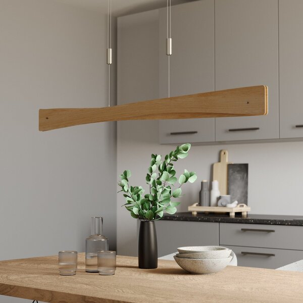 Lampada a sospensione Quitani, Lian, dimmerabile, Legno, Soggiorno, Legno, Design