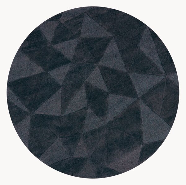 Tappeto rotondo in lana fatto a mano con motivo in rilievo Shard