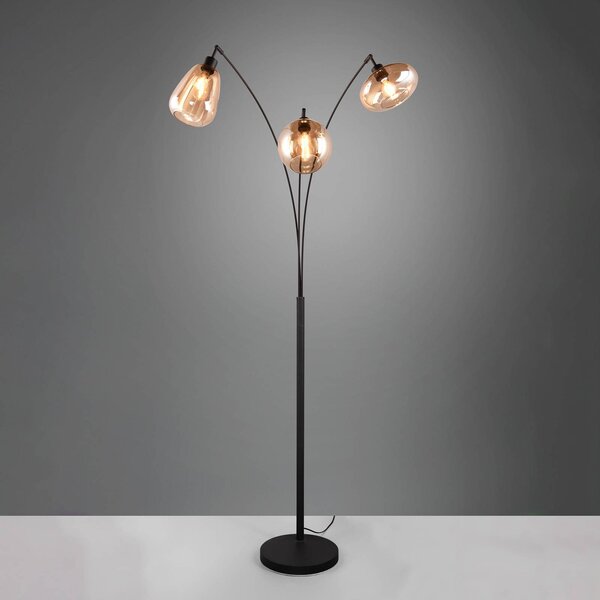Trio Lighting Lampada da terra Lumina, Nero, Soggiorno / Sala da pranzo, Vetro, Moderno, Lampada da terra