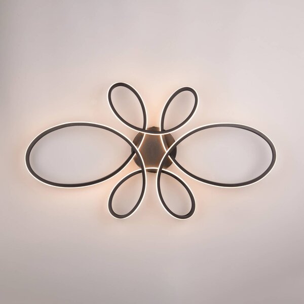 Trio Lighting Plafoniera a LED Fly, dimmerabile, Nero, Soggiorno / Sala da pranzo, Metallo, Moderno, Plafoniera LED
