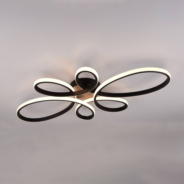 Trio Lighting Plafoniera a LED Fly, dimmerabile, Nero, Soggiorno / Sala da pranzo, Metallo, Moderno, Plafoniera LED