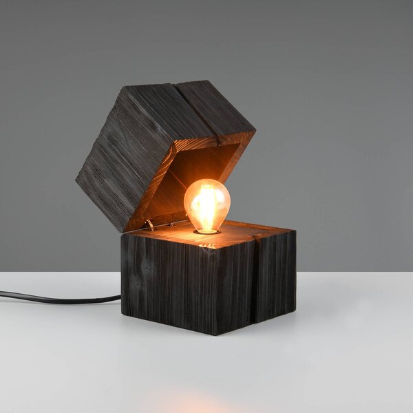 Trio Lighting Lampada da tavolo Treasure, Nero, Soggiorno / Sala da pranzo, Legno, Lampada da tavolo