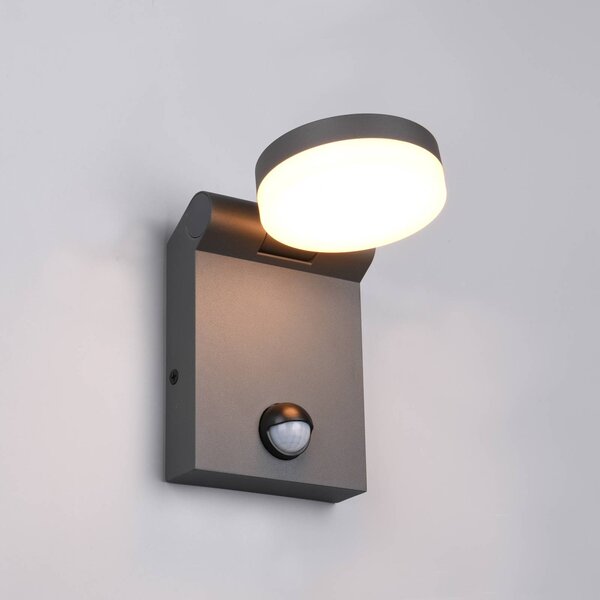 Trio Lighting Applique da esterno a LED Adour, antracite, sensore, inclinabile, CCT